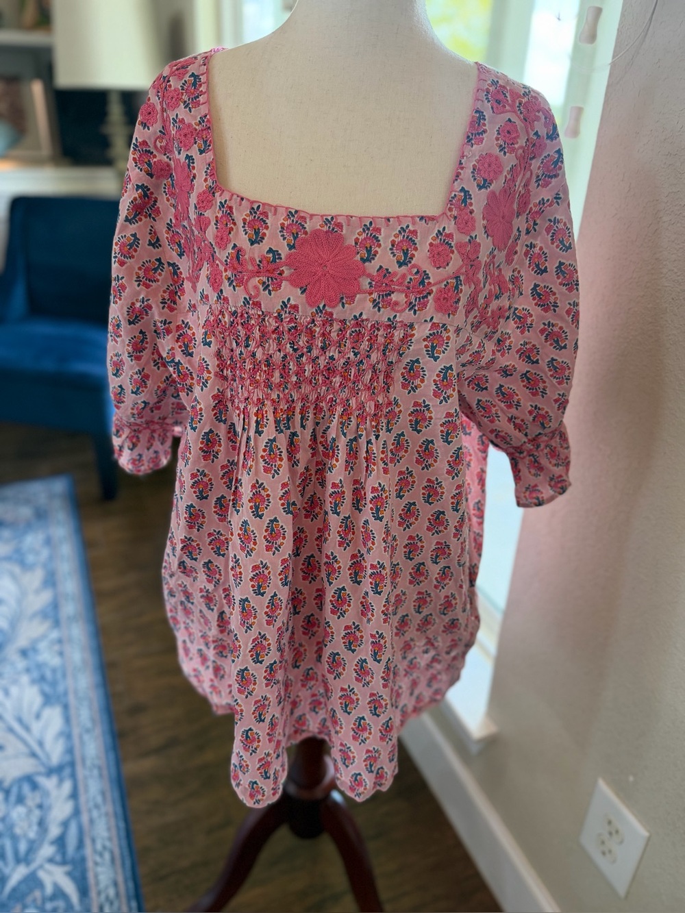 Uncle Frank pink embroidered blouse xl